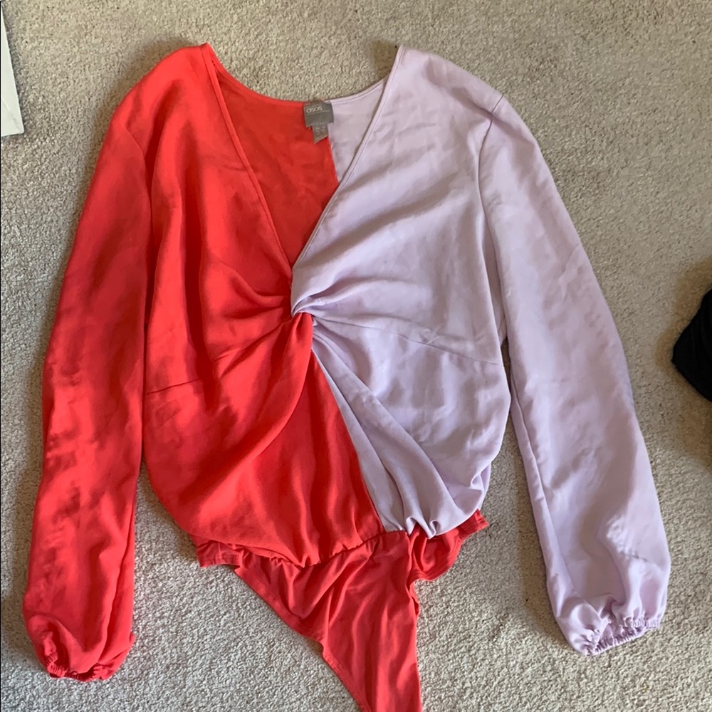 Colorblock Long Sleeve Women's Bodysuit top